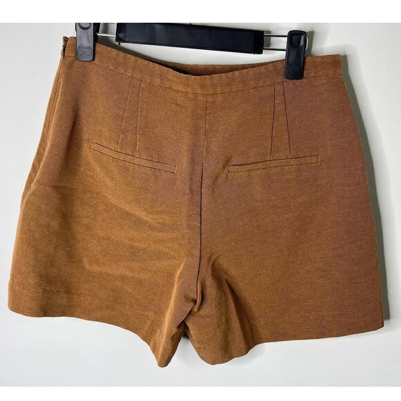 Vince Cotton Blend Pintuck High-Waisted Tailored Shorts Amber Wave Women's US 4 - Picture 6 of 10